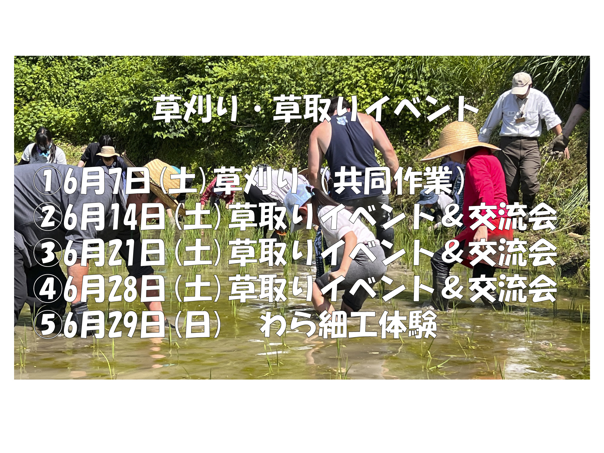 草取り＆草刈り＆BBQイベント＆わら細工体験